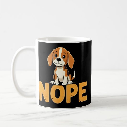 Niedlicher Beagle Nope Funny Lazy Dog Design Kaffeetasse (Links)