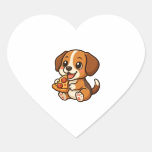 Niedlicher Beagle Pizza Pizza Pizza Liebhaber Cart Herz-Aufkleber