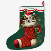 Niedlicher Beagle Puppy Peeking Großer Weihnachtsstrumpf (Rückseite)
