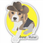 NIEDLICHER BEAGLE PUPPY PICTURE COWBOY HAT NAME GE AUFKLEBER (Vorderseite)