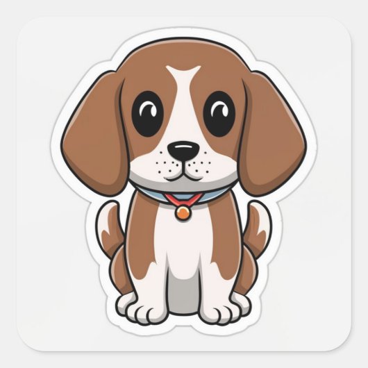 Niedlicher Beagle Quadratischer Aufkleber (Vorderseite)