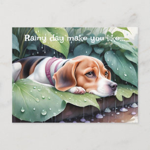 Niedlicher Beagle Rainy Day Green Botanical Postkarte