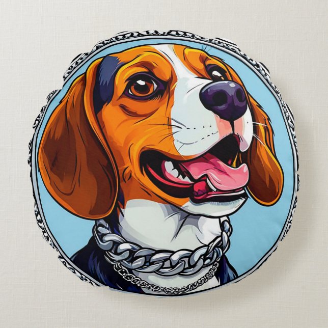 Niedlicher Beagle Rundes Kissen (Vorderseite)