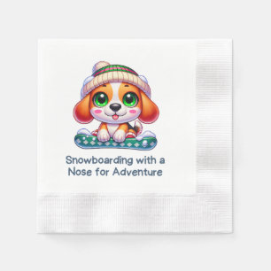 Niedlicher Beagle Snowboard Wintersport Serviette