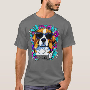 Niedlicher Beagle und Blume T-Shirt