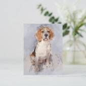 Niedlicher Beagle Wasserfarbenportrait Postkarte (Stehend Vorderseite)