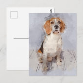Niedlicher Beagle Wasserfarbenportrait Postkarte (Vorne/Hinten)
