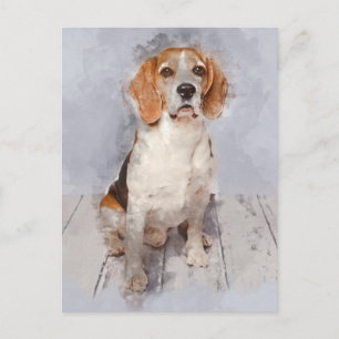 Niedlicher Beagle Wasserfarbenportrait Postkarte