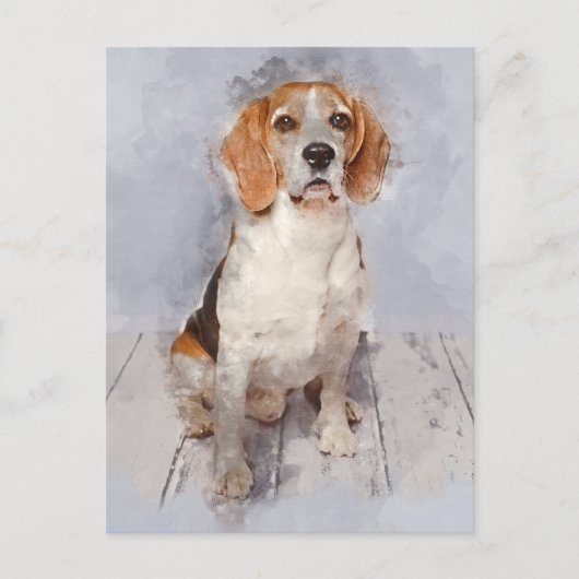 Niedlicher Beagle Wasserfarbenportrait Postkarte (Vorderseite)
