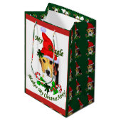 Niedlicher Beagle Weihnachten froh Mittlere Geschenktüte (Vorderseite Schrägansicht)