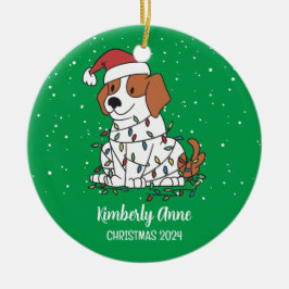 Niedlicher Beagle Weihnachts-Hund Schnee Winterurl Keramik Ornament
