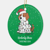 Niedlicher Beagle Weihnachts-Hund Schnee Winterurl Keramik Ornament (Links)