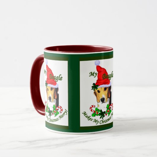 Niedlicher Beagle Weihnachtsgeschenke Tasse (Vorderseite Links)