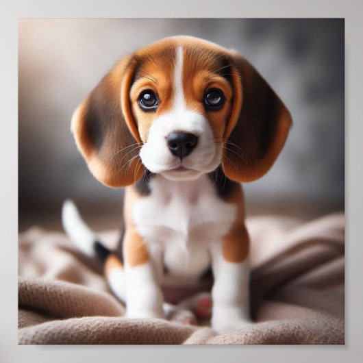 Niedlicher Beagle Welpe mit schönen Augen Poster (Vorne)