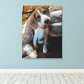 Niedlicher Beagle Welpe mit Vollblut Leinwand druc (Insitu (Holzboden))