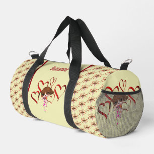 Niedlicher Beagle Welpe Red Hearts Personalisiert Duffle Bag