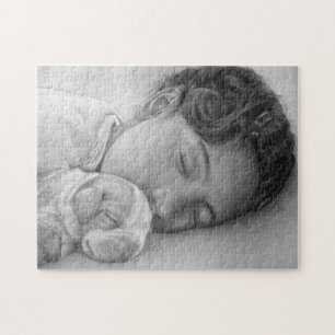 niedlicher Beagle Welpe und kleine, süße schlafend Puzzle