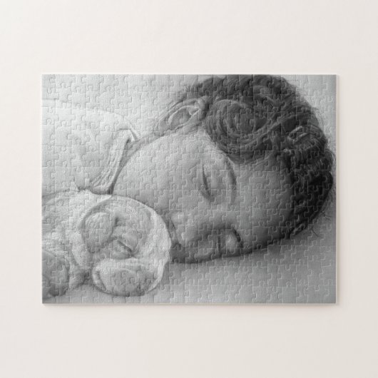 niedlicher Beagle Welpe und kleine, süße schlafend Puzzle (Horizontal)