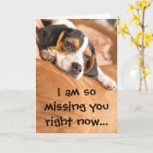 Niedlicher Beagle Welpe Vermisst Sie Zitat Karte (Gelbe Blume)