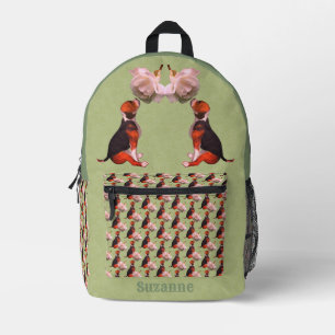 Niedlicher Beagle Welpe Weißrosen Tier Personalisi Bedruckter Rucksack