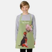 Niedlicher Beagle Welpe Weißrosen Tier Personalisi Schürze (Getragen)