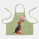 Niedlicher Beagle Welpe Weißrosen Tier Personalisi Schürze (Vorderseite)
