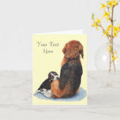 Niedlicher Beagle Welpenhund Kuschelmaus Karte (Gelbe Blume)