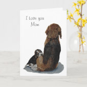 niedlicher Beagle Welpenhund Kuschelmaus Karte (Gelbe Blume)