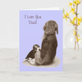 Niedlicher Beagle Welpenhund mit Vers für Papa Karte (Gelbe Blume)