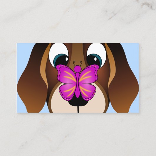 Niedlicher Beagle Welpenhund und Schmetterling Tie Visitenkarte (Rückseite)