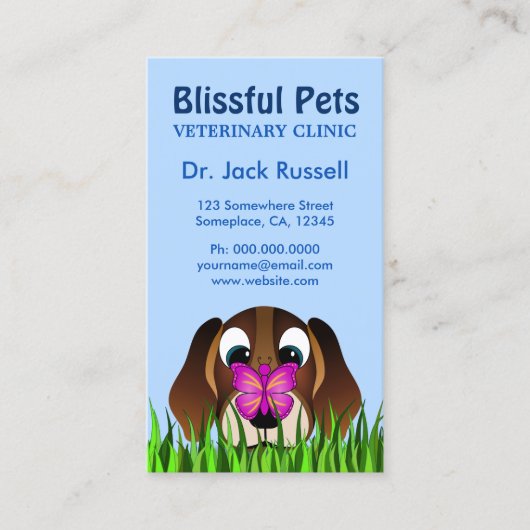 Niedlicher Beagle Welpenhund und Schmetterling Tie Visitenkarte (Vorderseite)