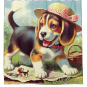 Niedlicher Beagle Welpenmalerei Duschvorhang (Vorderseite)