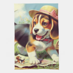 Niedlicher Beagle Welpenmalerei Geschirrtuch