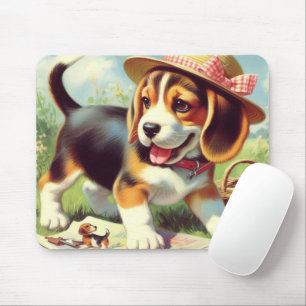 Niedlicher Beagle Welpenmalerei Mousepad