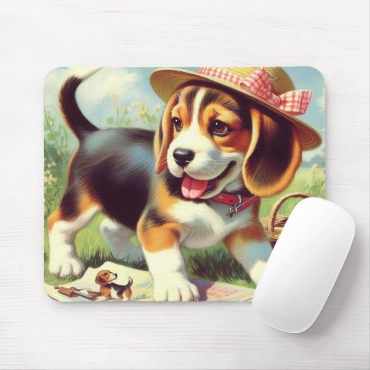 Niedlicher Beagle Welpenmalerei Mousepad (Mit Mouse)
