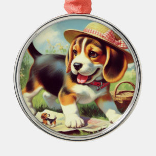 Niedlicher Beagle Welpenmalerei Ornament Aus Metall
