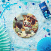 Niedlicher Beagle Welpenmalerei Pappteller (Party)