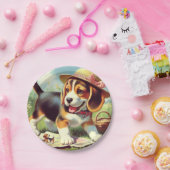 Niedlicher Beagle Welpenmalerei Pappteller (Party)