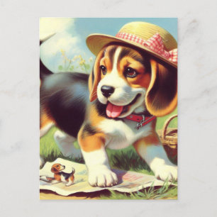 Niedlicher Beagle Welpenmalerei Postkarte