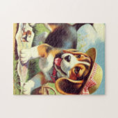 Niedlicher Beagle Welpenmalerei Puzzle (Horizontal)