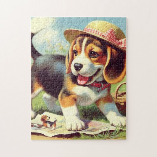 Niedlicher Beagle Welpenmalerei Puzzle (Vertikal)