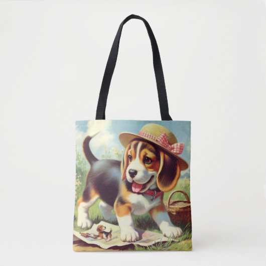 Niedlicher Beagle Welpenmalerei Tasche (Vorderseite)