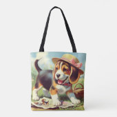 Niedlicher Beagle Welpenmalerei Tasche (Rückseite)