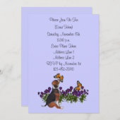 Niedlicher Beagle Welpenschmetterlinge Party Einladung (Vorne/Hinten)