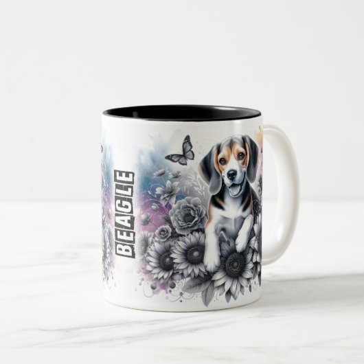 Niedlicher Beagle Zweifarbige Tasse (VorderseiteRechts)