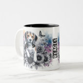 Niedlicher Beagle Zweifarbige Tasse (Vorderseite Links)