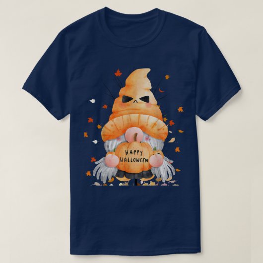 Niedlicher Beängstigender Gnome JackOLantern Pumpk T-Shirt (Design vorne)