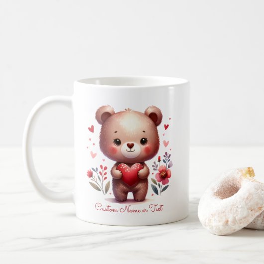 Niedlicher Bear Custom Tasse Valentinstag (Mit Donut)
