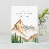 Niedlicher bearbeitbarer Berg Save The Date (Stehend Vorderseite)