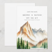 Niedlicher bearbeitbarer Berg Save The Date (Vorne/Hinten)
